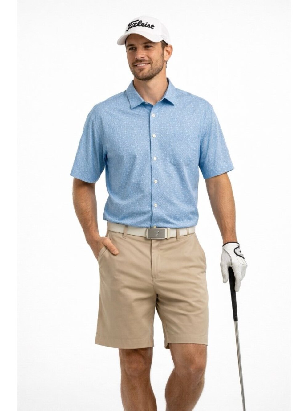 PETER MILLAR Seaside Sunshade Cotton-Stretch Sport Shirt XL Mens Blue golf